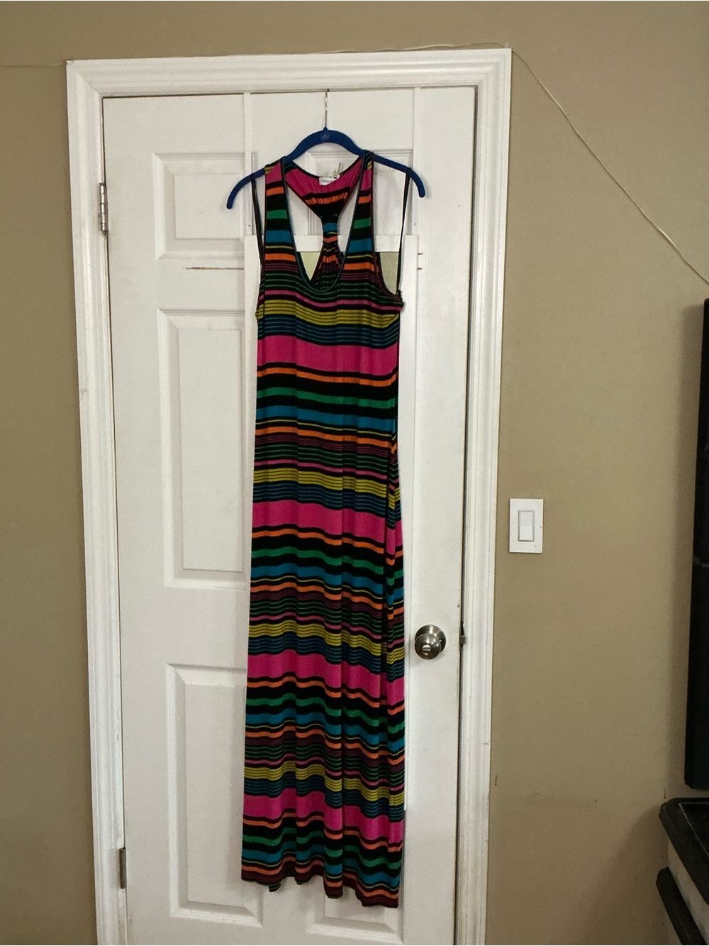 Calvin Klein Colorful Striped Stretch Maxi Dress Size 12